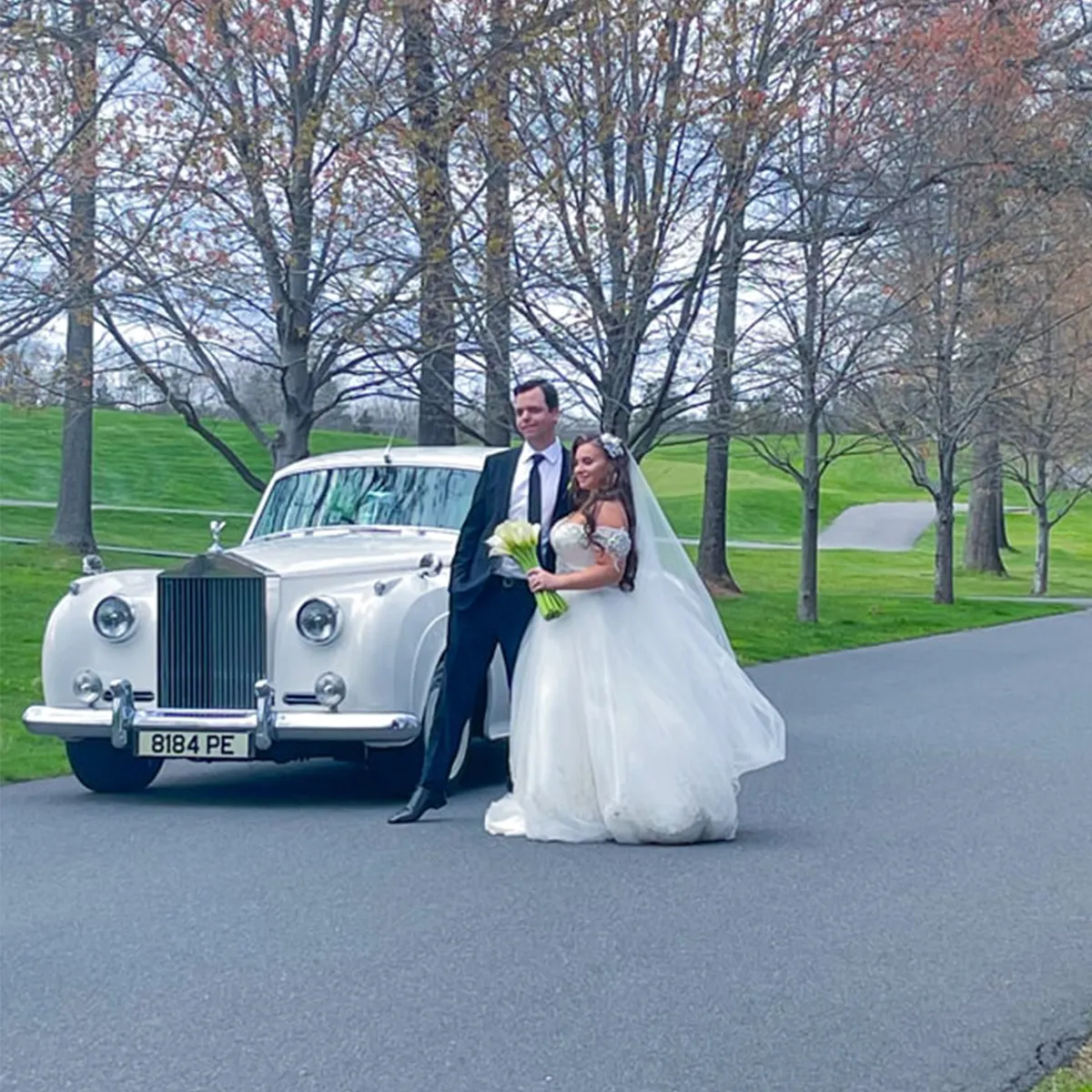 Classic Rolls Royce rear view - antique car rental for weddings